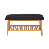 Bancheta cu suport pentru incaltaminte 90 cm, din bambus si poliester Ecori Wenko